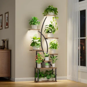8-Tier Indoor Plant Stand with Grow Lights – 65″