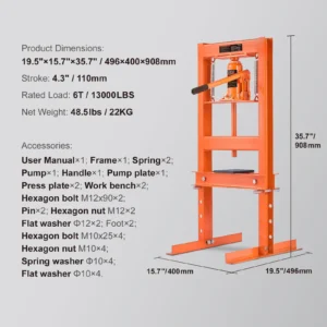 Heavy Duty 6-Ton Hydraulic H-Frame Shop Press for Garage & Automotive Repair