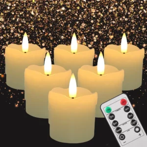 Real Wax LED Tea Lights – Set of 6 with Timer