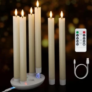 Rechargeable LED Taper Candles – Set of 6