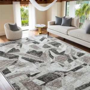 6×9 Washable Area Rug – Gray Abstract